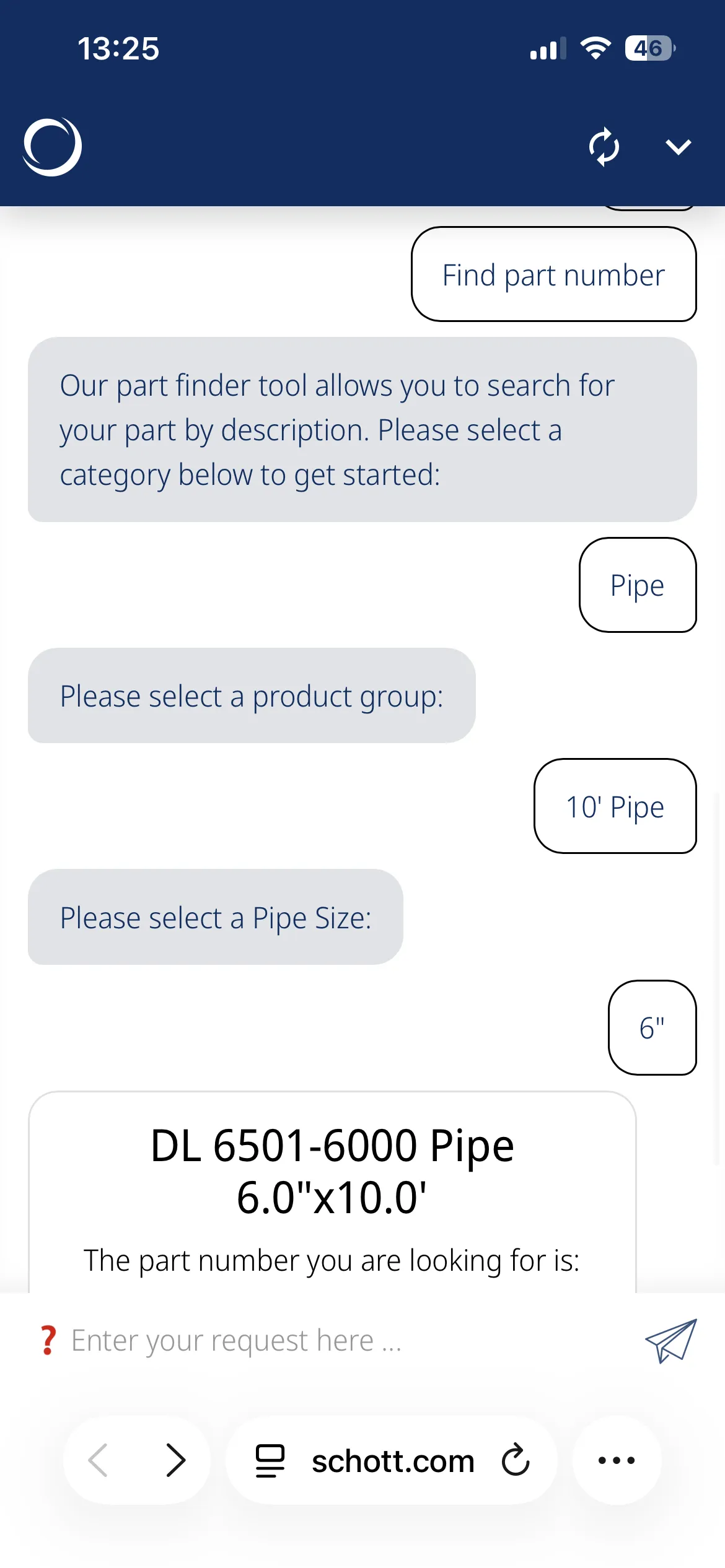 Teilenummer-Finder für Rohre