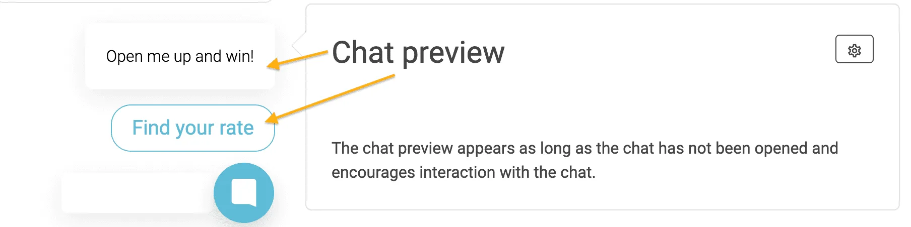 The new Chat preview buttons. Where you can encourage users to open the chat as long as it has not been opened.