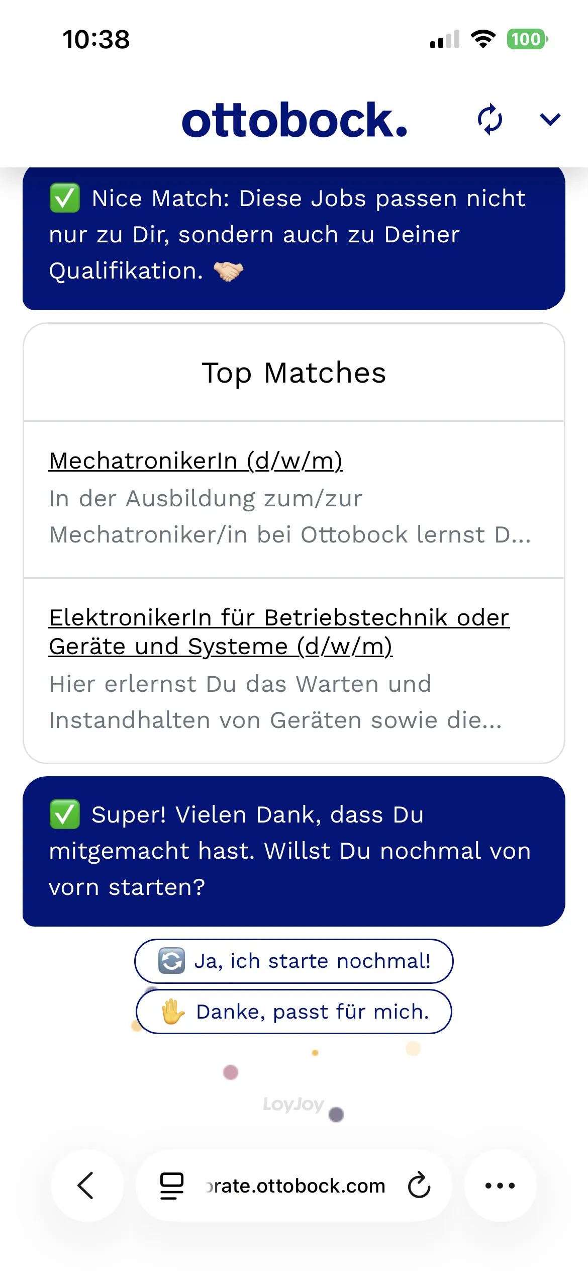 Direct application via Top Matches