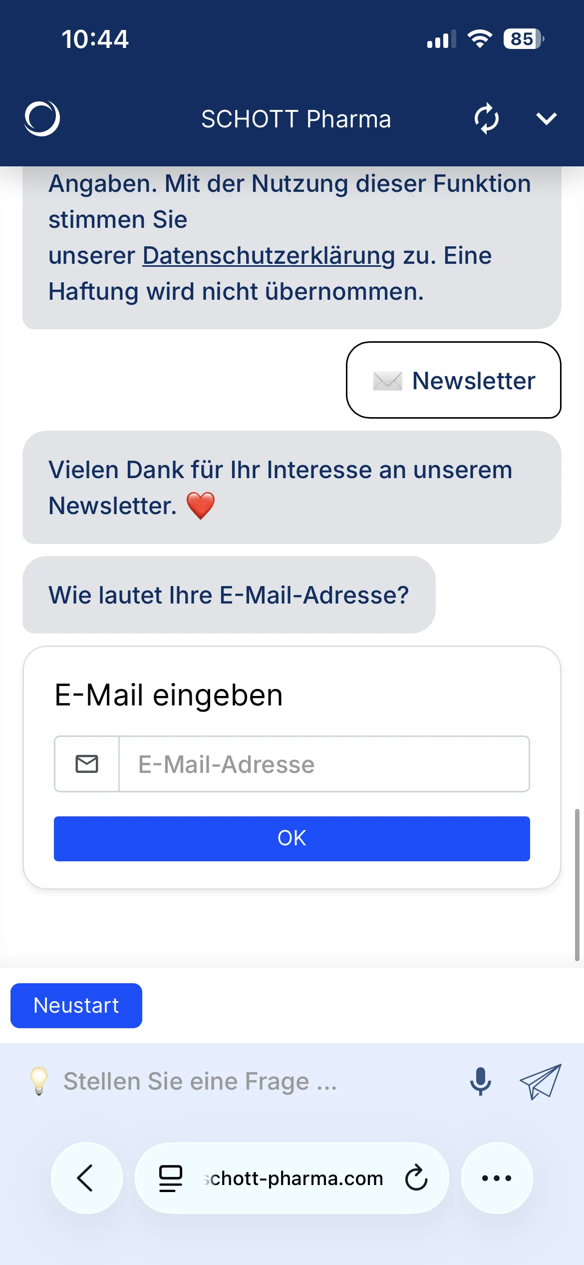 Newsletter- & Feedback-Integration