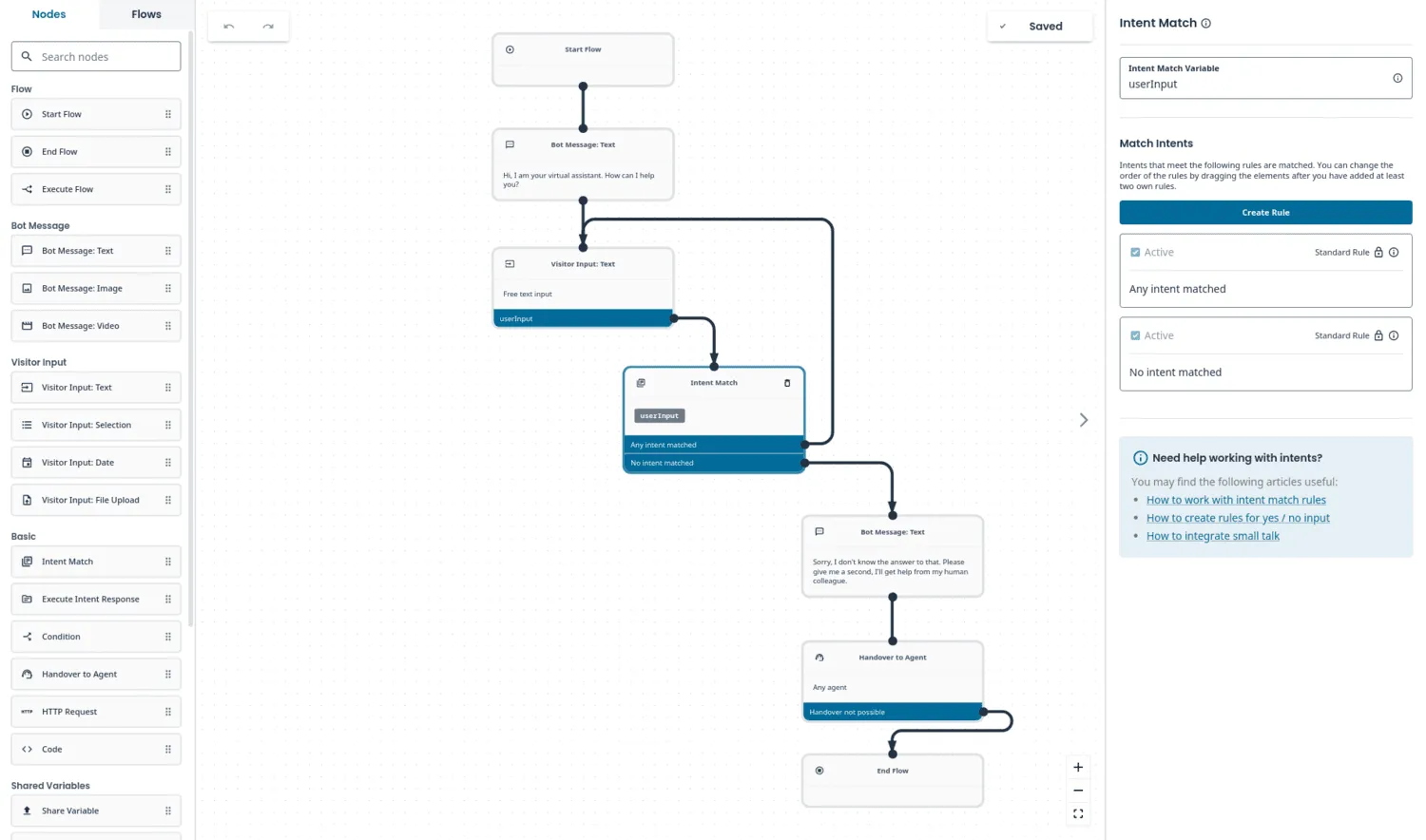 An overview of the e-Bot7 chat editor is given. As well as an example, how to create a chatbot.