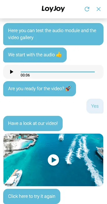 An experience that offers audio and video within the chat.