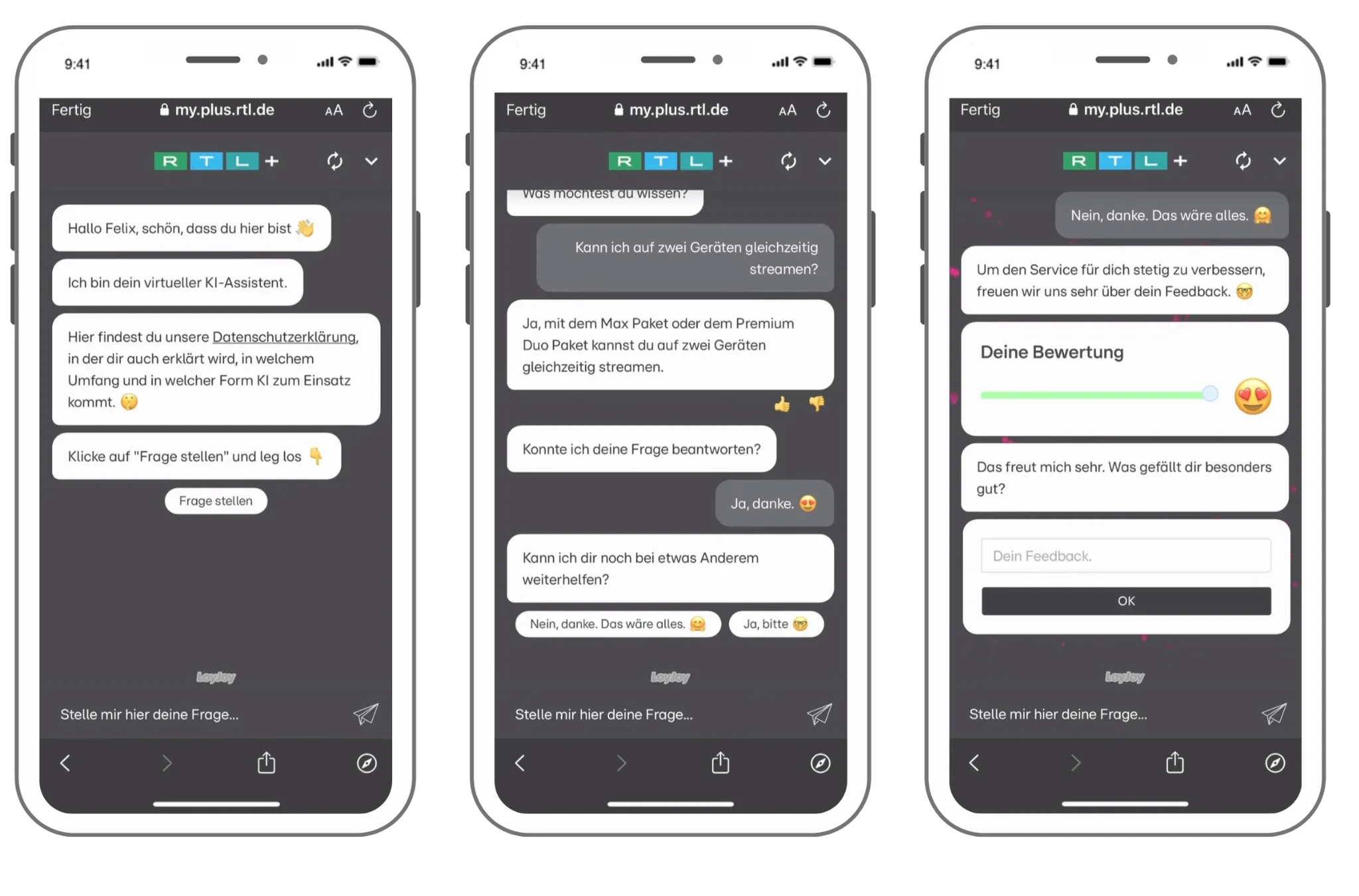 The RTL+ Chatbot in action