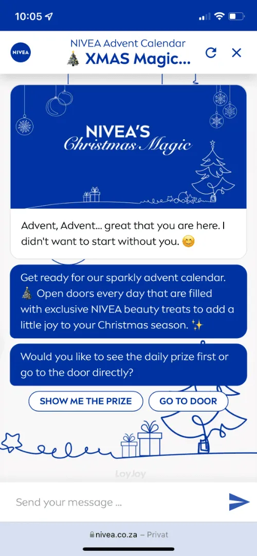 The Nivea Advent Calendar on a mobile phone.