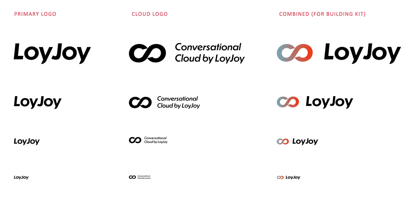 Overview of all logo assets, primary, cloud platform and combined for social media and publications.