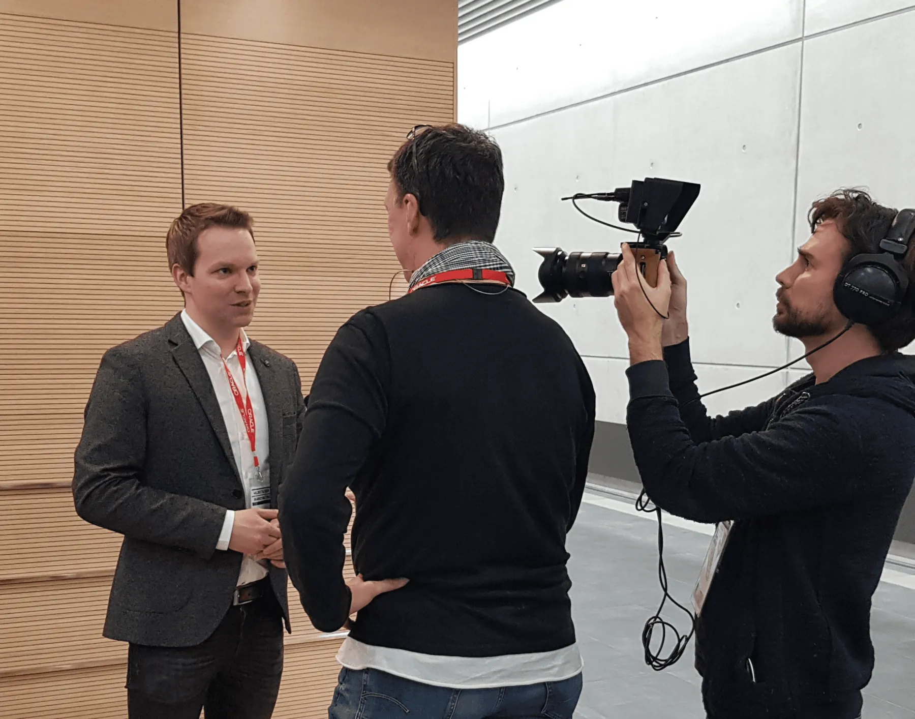 Ulf Loetschert (Co-Founder of LoyJoy) being interviewed after the competition