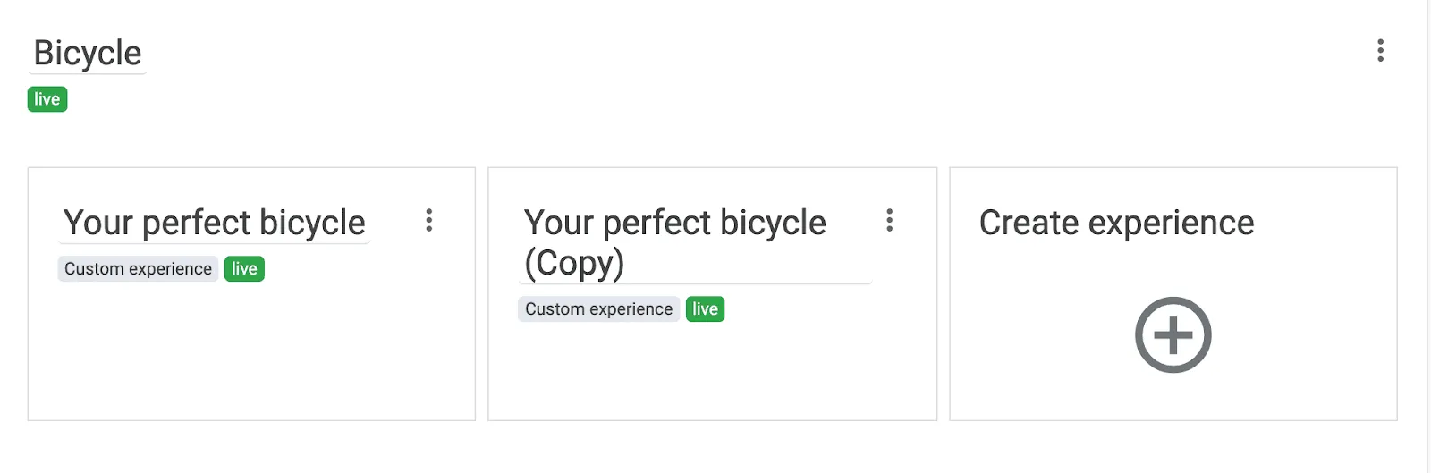 The chat experience "Your perfect bicylce" is copied.