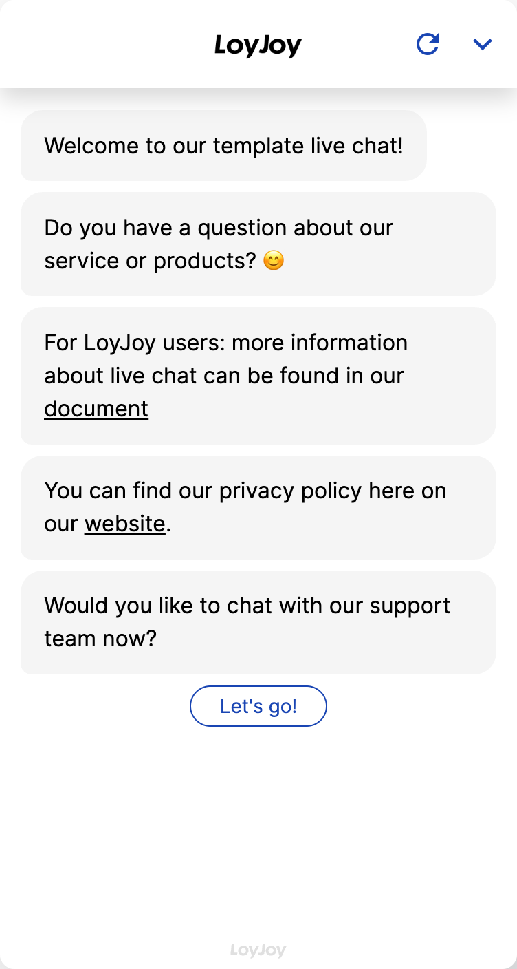 Live Chat Agent Handover Template | LoyJoy