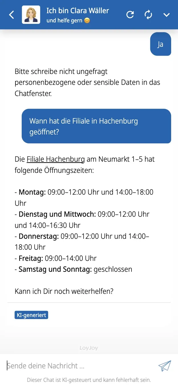 Geschäftsstellen auf Abruf