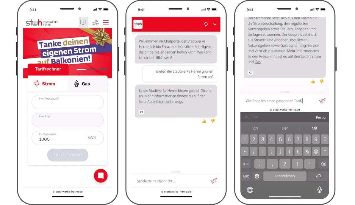 The Stadtwerke Herne chat experience.