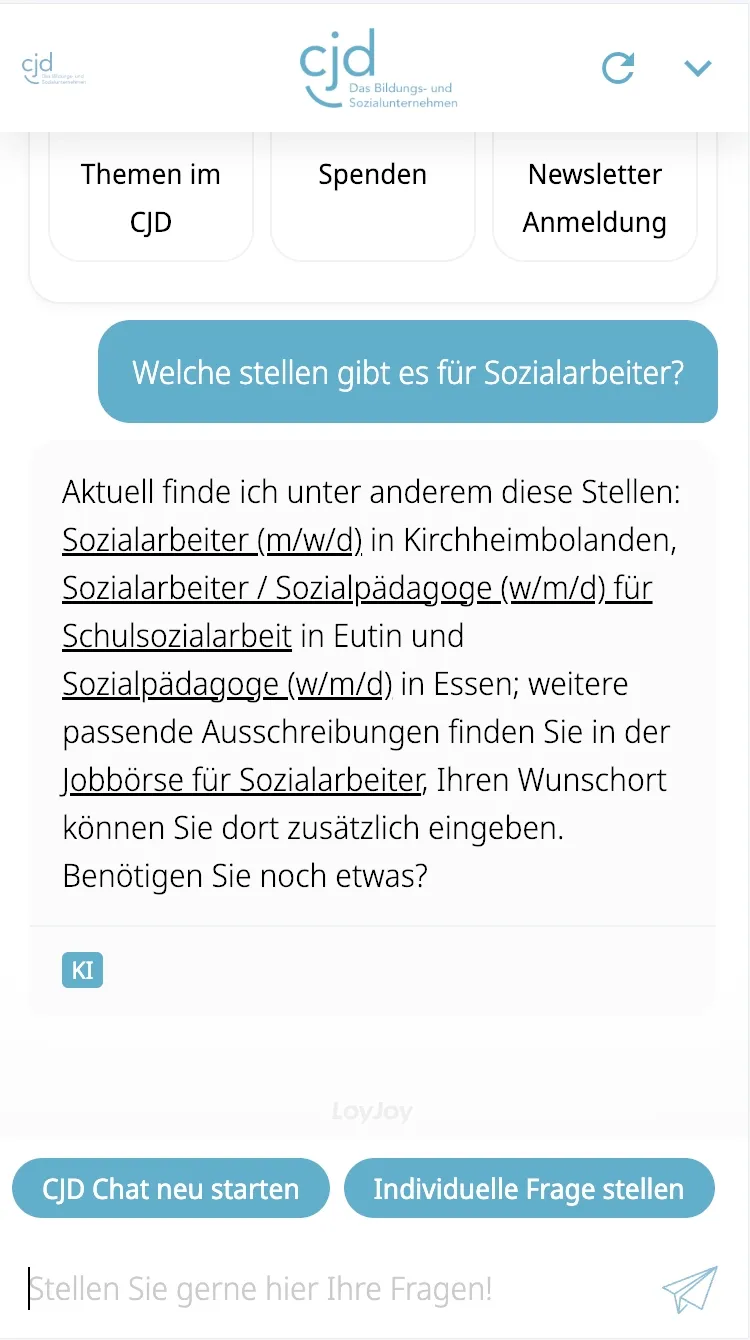Stellensuche direkt im Chat