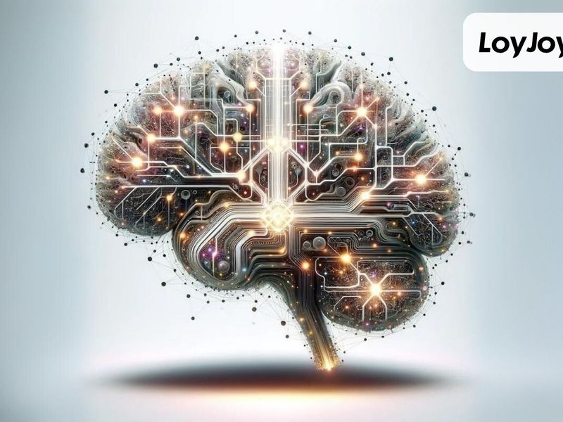 Illustration of an LLM as an electronic brain.