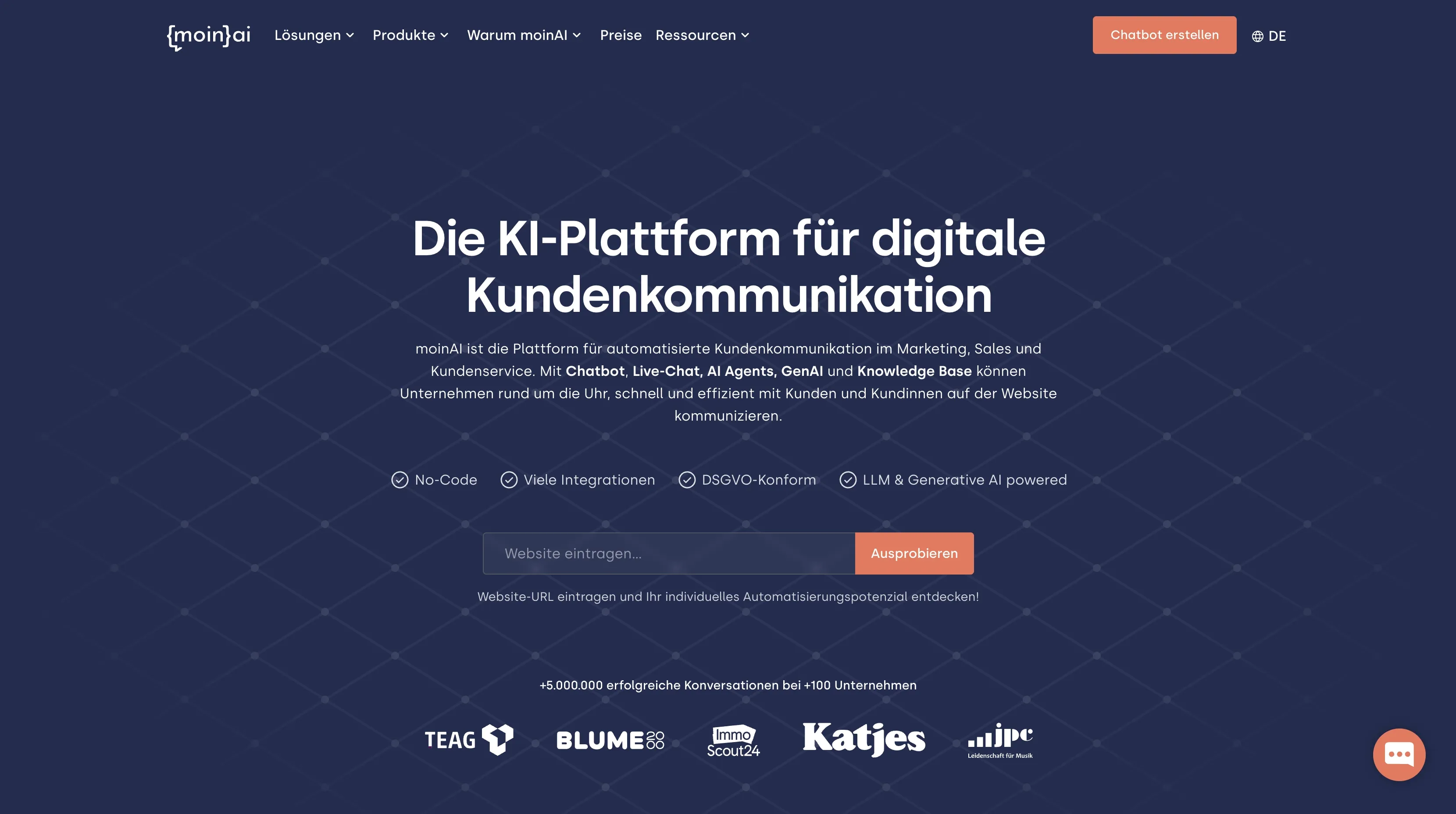 Die moin.ai Website