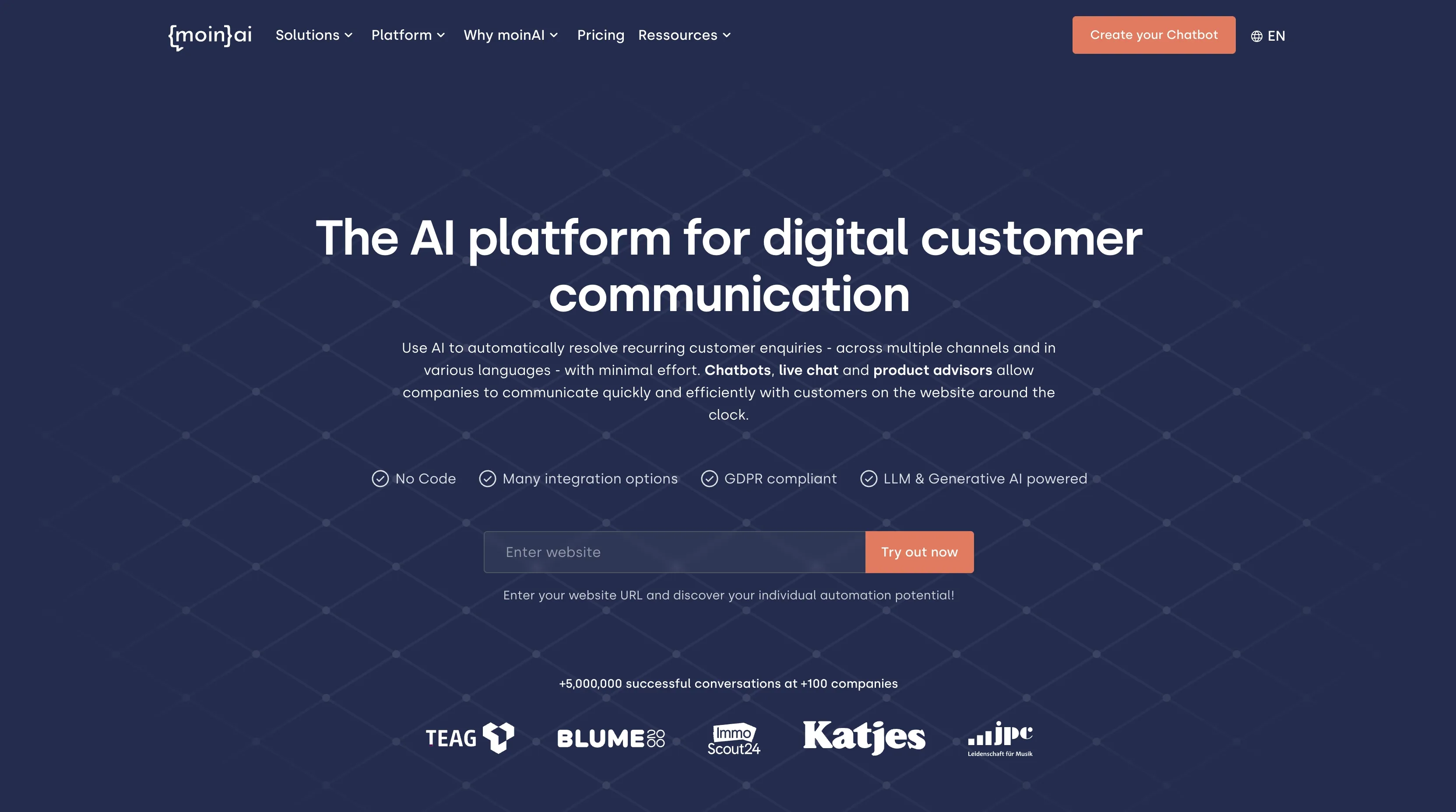 The moin.ai Website