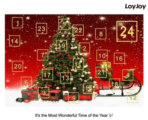 Ein Adventskalender mit dem Liedtext "Its the most wonderful time of the year."