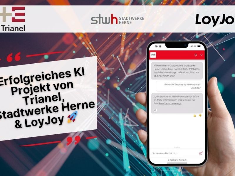 LoyJoy Chatbot für Stadtwerke Herne Chat auf dem Telefon .