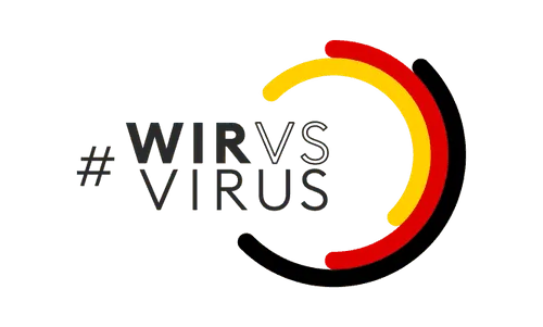 The logo of #wir versus virus or #we against virus