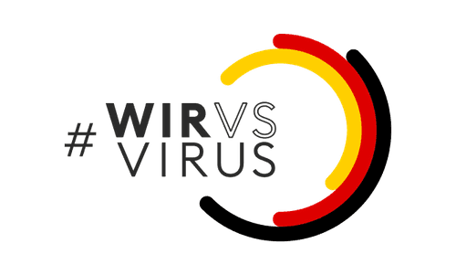 The logo of #wir versus virus or #we against virus