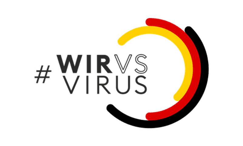 The logo of #wir versus virus or #we against virus